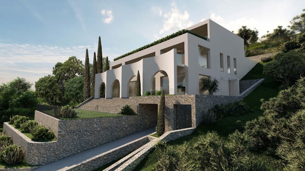 Oak Tree Villa exterior above the Adriatic